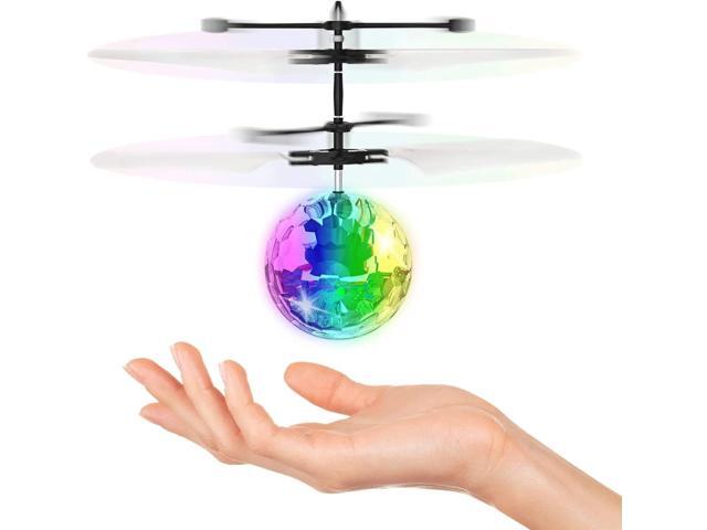 Magic Flying Hover Disco Ball with Colorful Lights, Fun Helicopter Gadget Toy Hovers Above Your Hand by Infrared Induction, Suitable for Indoor and Outdoor Use, USB Rechargeable