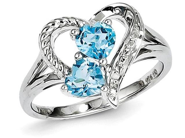 1.00 Carat (ctw) Blue Topaz Heart Promise Ring in Sterling Silver ...