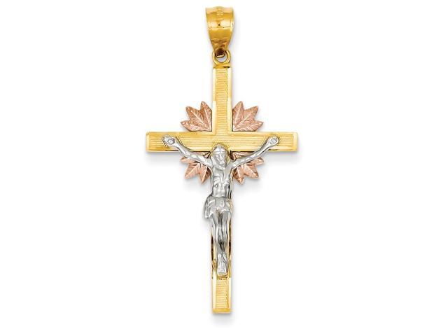 14k Tri Color Gold Crucifix Pendant Newegg Com