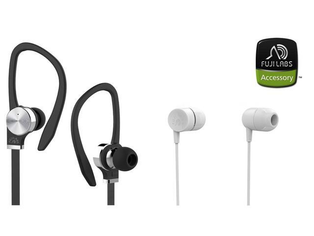 Fuji Labs AUFJ-PSQWBS306BK and AUFJ-SQWMS101 Sonique 2-in-1 High Grade In-Line Headphones BUNDLE