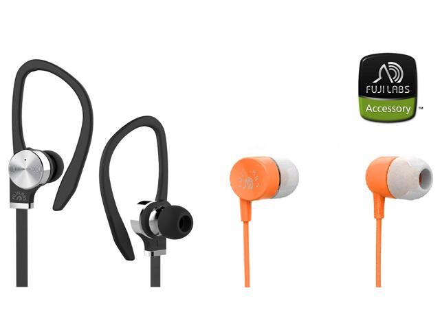 Fuji Labs AUFJ-PSQWBS306BK and AUFJ-SQWMS101 Sonique 2-in-1 High Grade In-Line Headphones BUNDLE