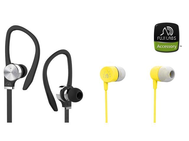 Fuji Labs AUFJ-PSQWTS306BK and AUFJ-SQNMS101 Sonique 2-in-1 High Grade Headphones BUNDLE