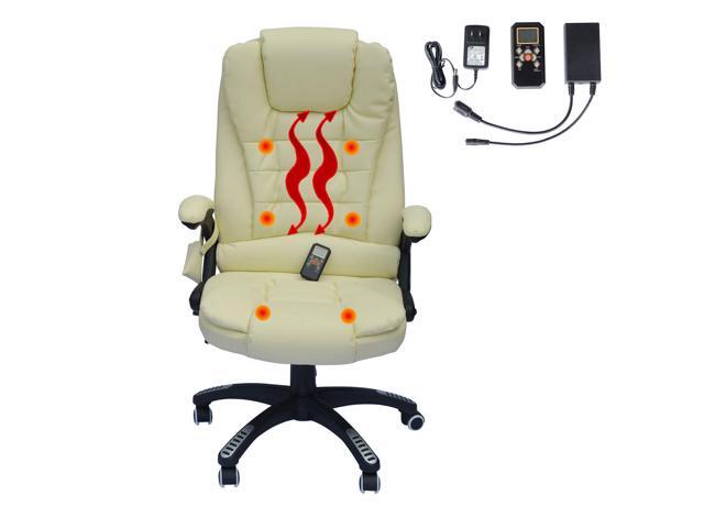 Executive Office Massage Chair Ergonomic Heated Vibrating Computer Desk Cream Newegg Com