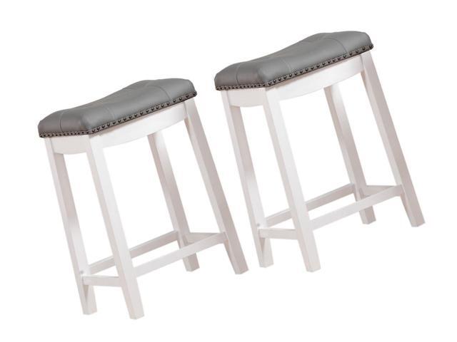Angel Line Cambridge Padded Saddle Stool White With Gray Cushion Angel Line Cambridge Padded Saddle Stool White With Gray Cushion 24 H Set