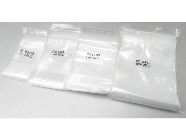 400 Ziplock Bags Assortment 4 Sizes 4x6 5x8 6x9 8x10 Clear 2mil Poly Large Newegg