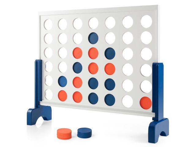 Costway Giant 4 In A Row Game Wood Board Connect Toy Adults Kids w/Carrying Bag White