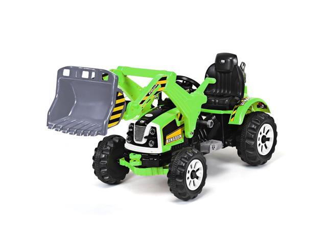 Kids Ride On Excavator Truck 12V Battery Powered w/Front Loader Digger Green