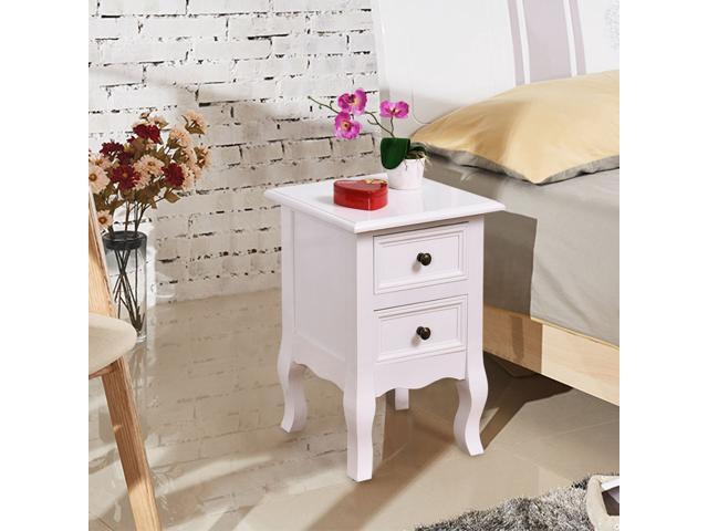 White Curved Legs Accent Side End Table Nigh Stand Furniture