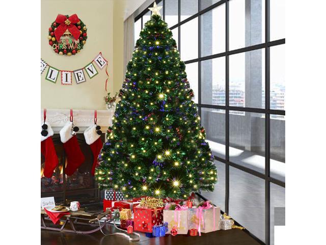 7 Pre Lit Fiber Optic Artificial Christmas Tree W 280 Led Lights 7 Pre Lit Fiber Optic Artificial Christmas Tree W 280 Led Lights Top Star