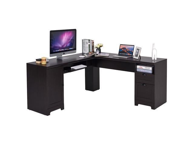 L Shaped Corner Computer Desk Writing Table Study Workstation W