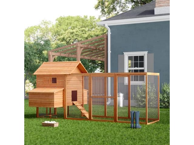 Lovupet 12ft Large Wooden Poultry Chicken Coop Hen House Run Nest Box Rabbit Coop 0314xl Neweggcom