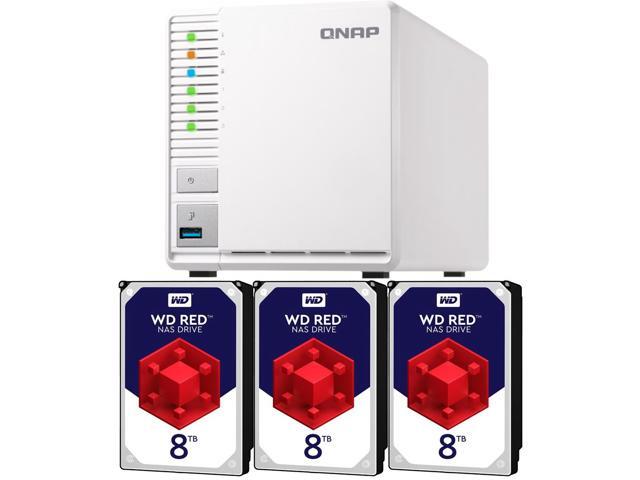 QNAP TS-328 2GB RAM 3-Bay Home / SMB NAS Preconfigured with 24TB (3 x 8TB) Western Digital RED NAS Drives - Newegg com