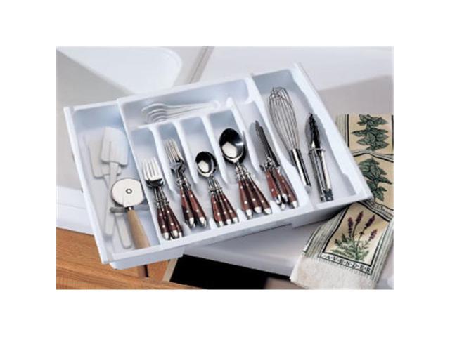 Rubbermaid Adjustable Cutlery Tray Drawer Organizer 2974rdwht