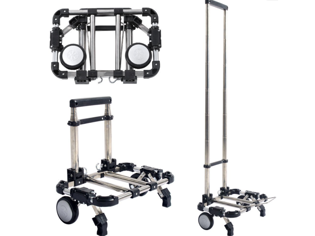 Portable Folding Telescopic Handle Ping Cart Push And Haul Portable Folding Telescopic Handle Ping Cart Push And Haul Trolley Airport Luggage Aluminum Alloy Household Supermarket