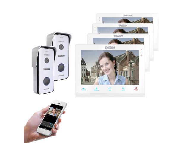 Tmezon Wireless Video Door Phone Doorbell Intercom System 10 Inch Wifi Monitor With 720p Wired Outdoor Camera 4m2c Touch Screen Motion Detection