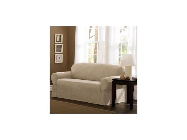 Mainstays Faux Suede Sofa Slipcover Brown Stone Newegg