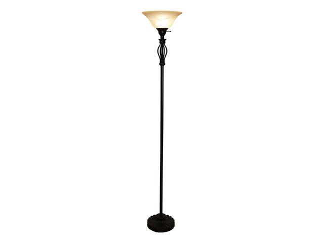 Light Accents Floor Lamp 70 Tall Traditional Iron Scrollwork Bronze With Amber Glass Shade Newegg Com
