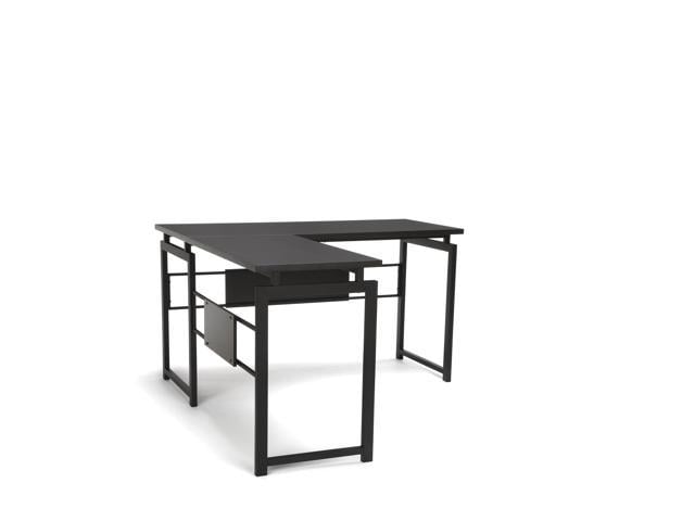 Ofm Essentials Collection L Desk With Metal Legs In Espresso With