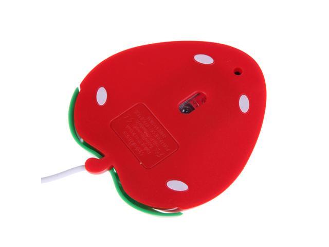Strawberry Mouse USB LED Wired Optical Game Mouse Mice For PC Red Cute Mouse