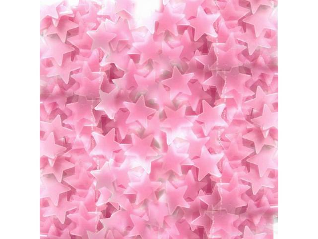 Pack Of 300 Luminous Stars Glow Plastic Wall Stickers Decals For Home Ceiling Wall Decorate Baby Kids Gift Nursery Room 3cm Pink