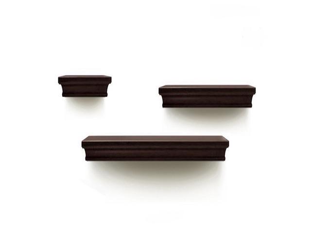 Ahdecor Decorative Wall Shelves Set Espresso Brown Wash Finish Floating Wood Newegg Com