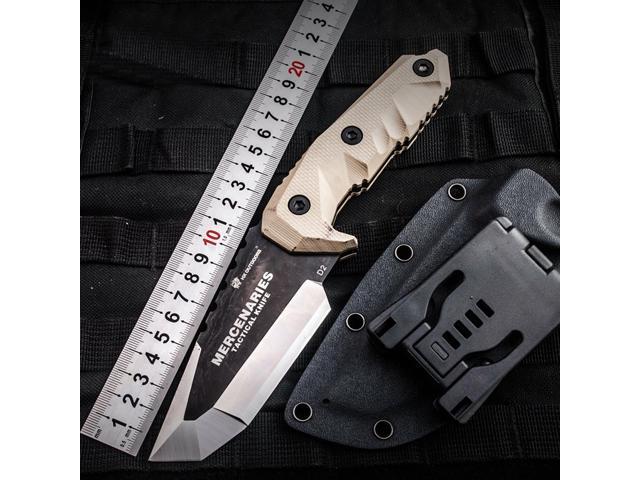 Tactical Knives With Sheath Survival Knife Mercenaries D2 Steel High Hardness Straight Knife Neweggcom - 