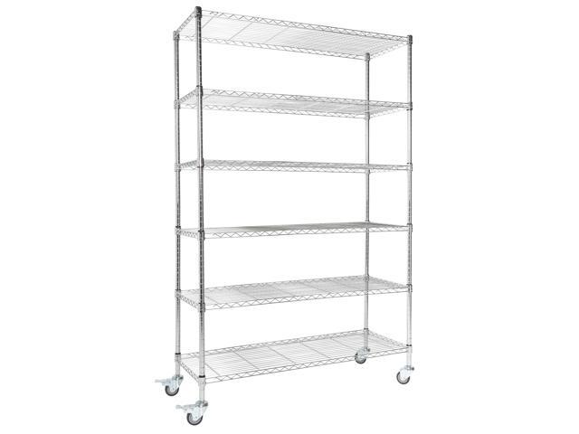 Apollo Hardware Chrome 6 Shelf Wire Shelving With 3 Caster Wheels Apollo Hardware Chrome 6 Shelf Wire Shelving With 3