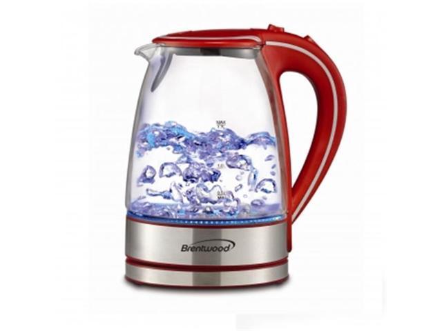 Brentwood KT-1900R Tempered Glass Tea Kettles, 1.7 Ltr, Red
