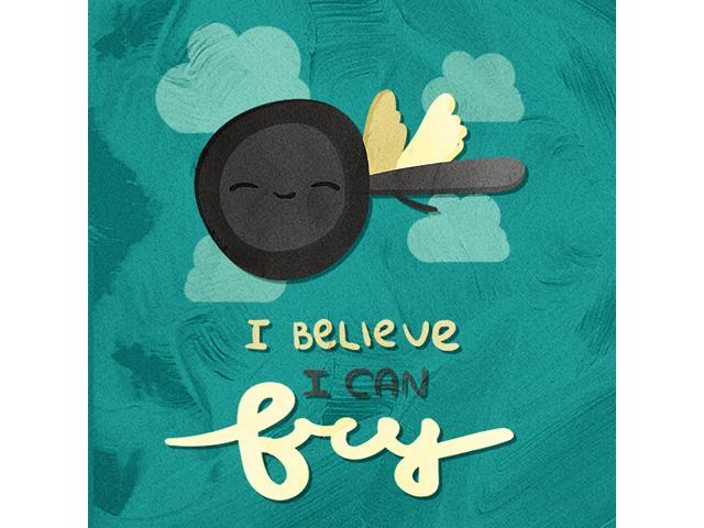 I Believe I Can Fly Modern Home Kitchen Pun Wall Decor Metal