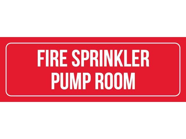 Red Background With White Font Fire Sprinkler Pump Room Business Retail Outdoor Indoor Metal Wall Sign 2 Pack 3x9