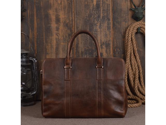 vegetable tanned leather briefcase