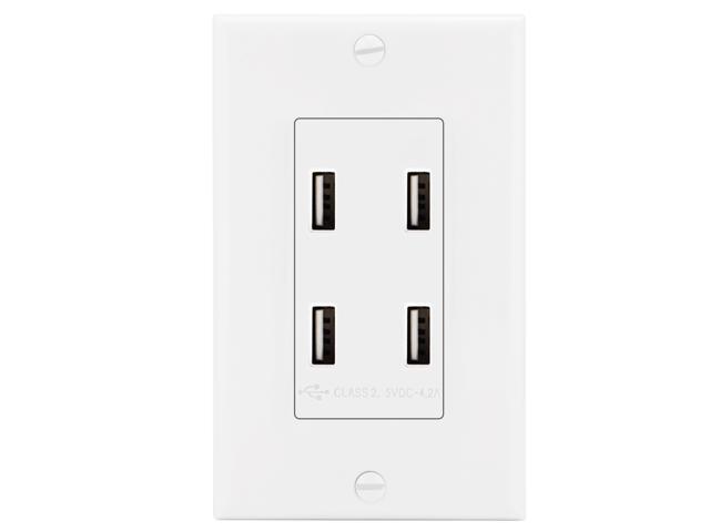 Wall Plate Included White UL Listed BESTTEN 4.2A//21W USB Receptacle Outlet with 4 High-Speed USB Charging Ports and LED Indicator