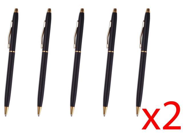 Hellfire Trading 10x Black /& Silver Ballpoint Pen Stainless Steel Biro Black Ink