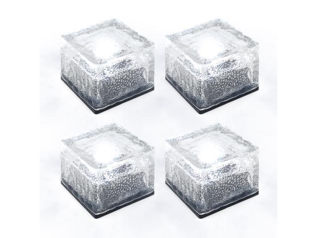 Tecbox Solar Garden Brick Light Creative Ice Cube Lights Waterproof Led Frosted Glass Rock Lamp In Ground Buried For Outdoor Bar Path