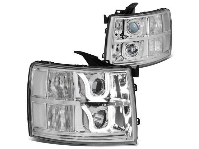 For 07 14 Chevy Silverado Dual Led U Halo Projector Headlight For 07 14 Chevy Silverado Dual Led U Halo Projector Headlight Chrome Housing Clear