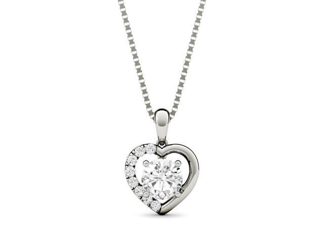 Forever Brilliant Round 5 0mm Moissanite Heart Pendant Necklace Forever Brilliant Round 5 0mm Moissanite Heart Pendant Necklace 0 58cttw Dew
