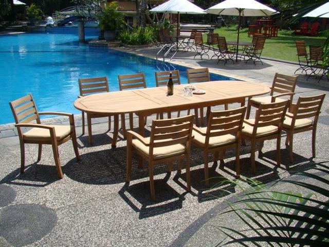 WholesaleTeak 11 Pc Luxurious Grade-A Teak Dining Set ...