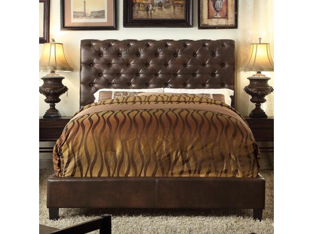 Calia Queen Upholstered Panel Bed Charcoal Newegg Com Calia Queen Upholstered Panel Bed Charcoal