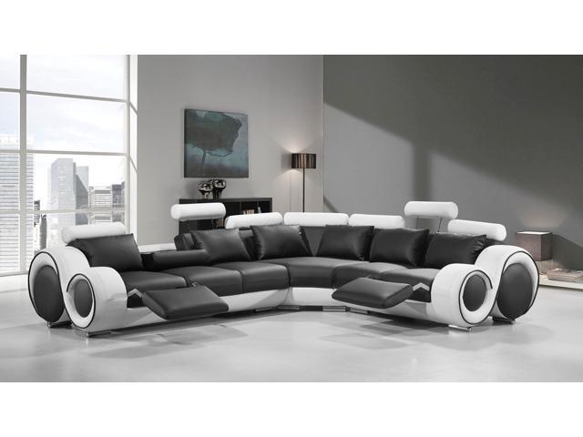 4087 Modern Black And White Leather Sectional Sofa Newegg Com 4087 Modern Black And White Leather Sectional Sofa