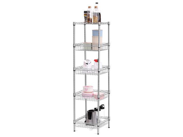 Langria 5 Tier Wire Shelving Unit With Baskets Free Standing Langria 5 Tier Wire Shelving Unit With Baskets Free Standing Storage Organizer Shelves Utility