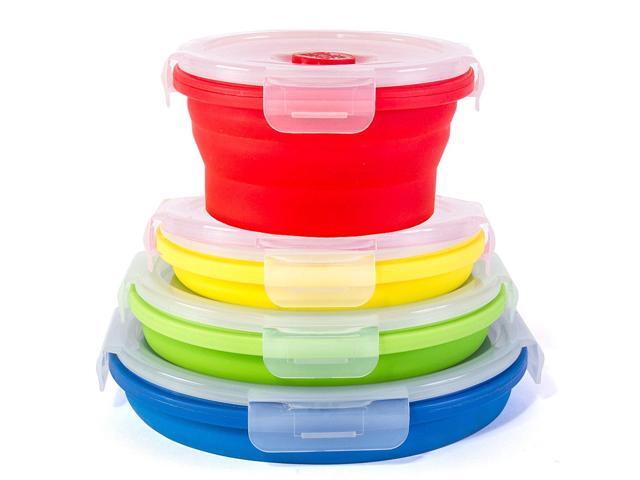 Thin Bins Food Storage Containers Set Of 4 Round Silicone Thin Bins Food Storage Containers Set Of 4 Round Silicone Collapsible Bpa Free