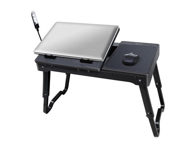 Foldable Laptop Table Tray Desk W Cooling Fan Led Tablet Stand Foldable Laptop Table Tray Desk W Cooling Fan Led Tablet Stand Bed Black