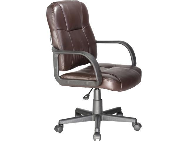 Comfort S Brown Leather Desk Chair 18 Back Height Arm Style Fixed Newegg Com