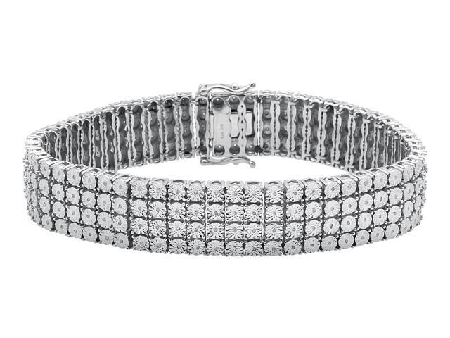 Mens White Gold Finish 4 Row G Set Diamond Bracelet 2ct 8 5 17 Mm Mens White Gold Finish 4 Row G Set Diamond Bracelet 2ct 8 5 17 Mm