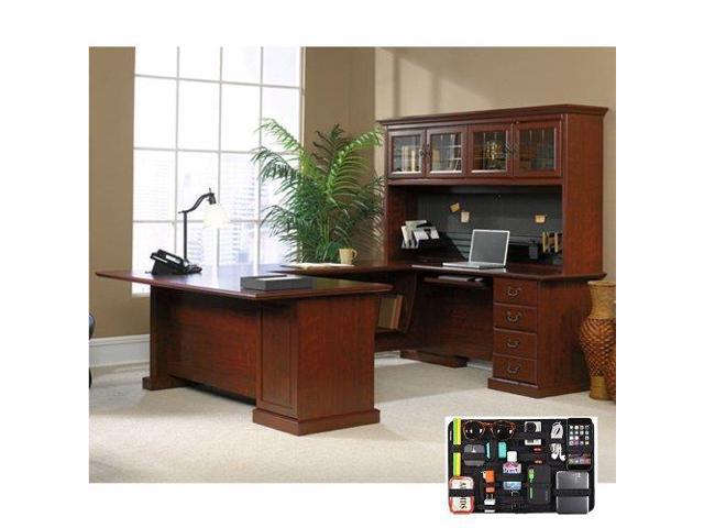 Heritage Hill Executive U Desk With Hutch And Grid It Organizer Heritage Hill Executive U Desk With Hutch And Grid It Organizer Classic Cherry