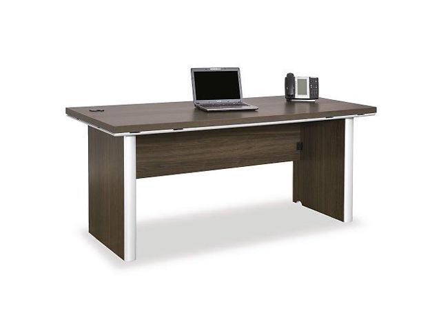 Executive Desk Boardwalk Walnut Laminate Textured Silver Legs And Executive Desk Boardwalk Walnut Laminate Textured Silver Legs And Trim Hardware
