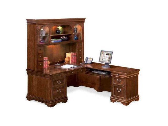L Shaped Desk With Right Return And Hutch Deep Walnut Newegg Com L Shaped Desk With Right Return And Hutch Deep Walnut