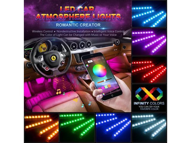 Estone Car Led Strip Lights 4pcs 72 Led Interior Lights Multi Color Music Car Strip Light Under Dash Lighting Kit With Sound Active Function