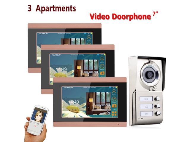 7inch Color Tft Lcd Wifi 3 Apartments Video Door Phone Intercom System Ir Cut Hd 1000tvl Camera Doorbell