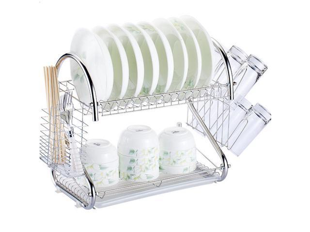 Kitchen Storage Dish Cup 2 Tier Dryer Drying Rack Holder Organizer Kitchen Storage Dish Cup 2 Tier Dryer Drying Rack Holder Organizer